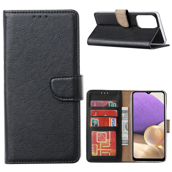 Ntech Hoesje Geschikt Voor Samsung Galaxy A73 hoesje bookcase Zwart - Hoesje Geschikt Voor Samsung Galaxy A73 wallet case portemonnee hoesje - A73 5G Hoes met Pasjeshouder cover