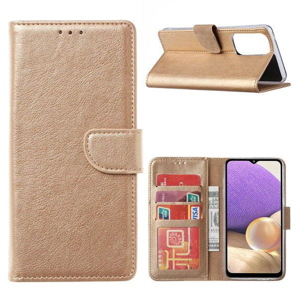 Ntech Hoesje Geschikt Voor Samsung Galaxy A73 hoesje bookcase Goud - Hoesje Geschikt Voor Samsung Galaxy A73 wallet case portemonnee hoesje - A73 5G Hoes met Pasjeshouder cover