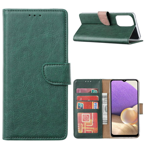 Ntech Hoesje Geschikt Voor Samsung Galaxy A73 hoesje bookcase Groen - Hoesje Geschikt Voor Samsung Galaxy A73 wallet case portemonnee hoesje - A73 5G Hoes met Pasjeshouder cover