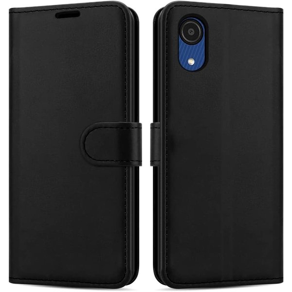 Ntech Hoesje Geschikt Voor Samsung Galaxy A03 Core hoesje bookcase Zwart - Hoesje Geschikt Voor Samsung Galaxy A03 Core wallet case portemonnee hoesje - A03 Core Hoes met Pasjeshouder cover