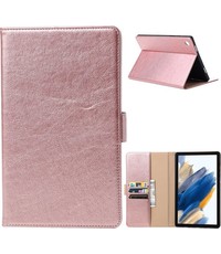 Ntech Samsung Tab A8 Hoes Premium Luxe Leren Bookcase Rose Goud