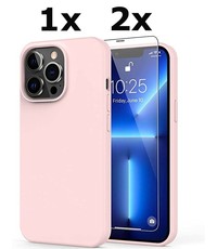 Ntech iPhone 13 Pro Soft Nano siliconen Gel Licht Roze Hoesje