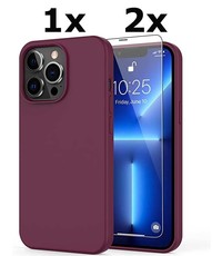 Ntech iPhone 13 Pro Soft Nano siliconen Gel Bordeaux Rood Hoesje