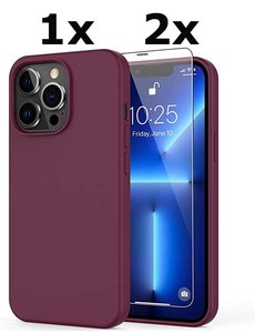 Ntech iPhone 13 Pro Soft Nano siliconen Gel Bordeaux Rood Hoesje