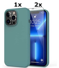 Ntech iPhone 13 Pro Soft Nano siliconen Gel Donkergroen Hoesje