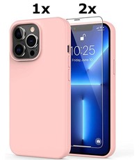 Ntech iPhone 13 Pro Max Soft Nano siliconen Gel Licht Roze Hoesje