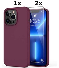 Ntech iPhone 13 Soft Nano siliconen Gel Bordeaux Rood Hoesje