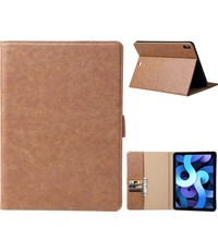 Ntech ipad air 2022 hoes Bookcase Premium Luxe Leren case Bruin