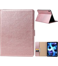 Ntech ipad air 2022 hoes Bookcase Premium Luxe Leren case Rosegoud