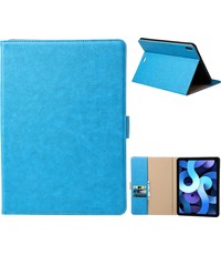 Ntech ipad air 2022 hoes Bookcase Premium Luxe Leren case Blauw