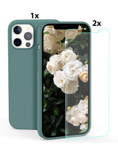 Ntech iPhone 12 Pro Max  Soft Nano siliconen Gel Donkergroen Hoesje