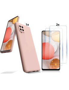 Ntech Samsung Galaxy A42 5G Hoesje Soft Nano Silicone Gel Licht roze