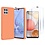 Ntech Hoesje Geschikt Voor Samsung Galaxy A42 5G Hoesje Soft Nano Silicone Backcover Gel Oranje Met 2x Glazen Screenprotector