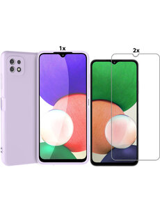 Ntech Samsung Galaxy A22 4G Hoesje Soft Nano Silicone Gel Lila Paars