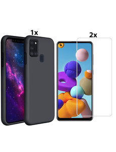 Ntech Samsung Galaxy A21s Hoesje Soft Nano Silicone Gel Zwart