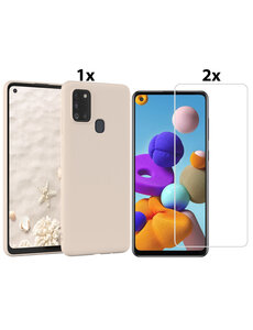 Ntech Samsung Galaxy A21s Hoesje Soft Nano Silicone Gel Wit