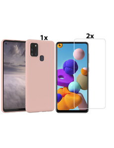 Ntech Samsung Galaxy A21s Hoesje Soft Nano Silicone Gel Licht roze