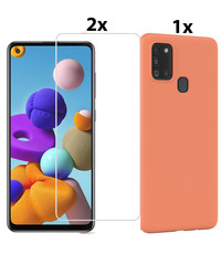 Ntech Samsung Galaxy A21s Hoesje Soft Nano Silicone Gel Oranje