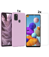 Ntech Samsung Galaxy A21s Hoesje Soft Nano Silicone Gel Lila Paars