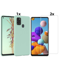 Ntech Samsung Galaxy A21s Hoesje Soft Nano Silicone Gel Turqoise