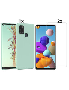 Ntech Samsung Galaxy A21s Hoesje Soft Nano Silicone Gel Turqoise