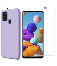 Ntech Samsung Galaxy A21s Hoesje Soft Nano Silicone Gel Lavendel Paars