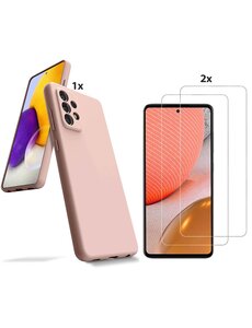 Ntech Samsung Galaxy A72 Hoesje Soft Nano Silicone Gel Licht roze