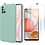 Ntech Hoesje Geschikt Voor Samsung Galaxy A51 Hoesje Soft Nano Silicone Backcover Gel Turqoise Met 2x Glazen Screenprotector