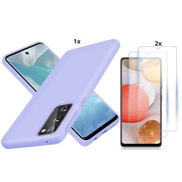 Ntech Hoesje Geschikt Voor Samsung Galaxy S20 Hoesje Soft Nano Silicone Backcover Gel Lila Paars Met 2x Glazen Screenprotector