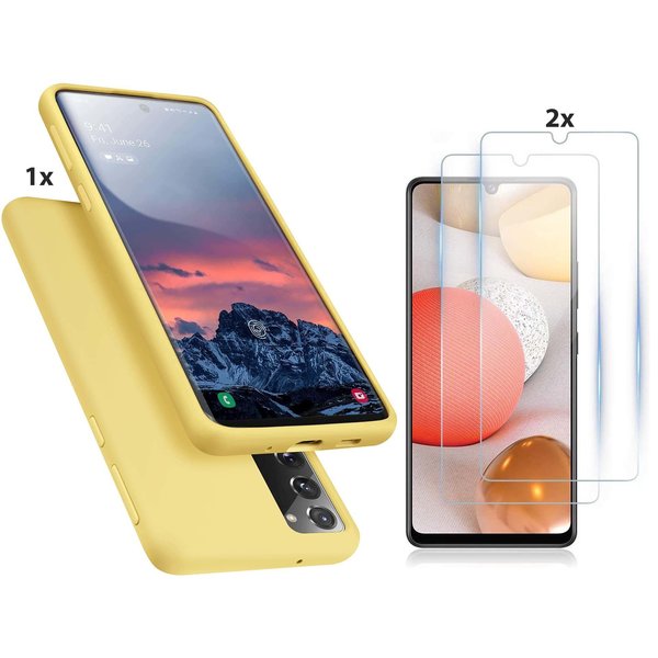 Ntech Hoesje Geschikt Voor Samsung Galaxy S20 Hoesje Soft Nano Silicone Backcover Gel Geel Met 2x Glazen Screenprotector