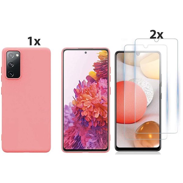 Ntech Hoesje Geschikt Voor Samsung Galaxy S20 Hoesje Soft Nano Silicone Backcover Gel Roze Met 2x Glazen Screenprotector