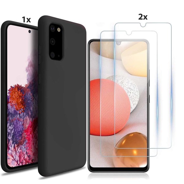 Ntech Hoesje Geschikt Voor Samsung Galaxy S20 Hoesje Soft Nano Silicone Backcover Gel Zwart Met 2x Glazen Screenprotector