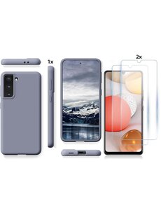 Ntech Samsung Galaxy S21 Ultra Hoesje Soft Nano Silicone Gel Antraciet Grijs