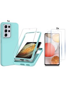 Ntech Samsung Galaxy S21 Ultra Hoesje Soft Nano Silicone Gel Turqoise