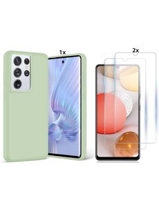 Ntech Samsung Galaxy S21 Ultra Hoesje Soft Nano Silicone Gel Thea Green Hoesje