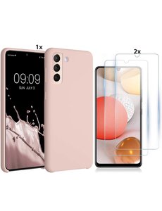 Ntech Samsung Galaxy S21 Ultra Hoesje Soft Nano Silicone Gel Licht roze