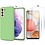 Ntech Hoesje Geschikt Voor Samsung Galaxy S21 Hoesje Soft Nano Silicone Backcover Gel Thea Green Met 2x Glazen Screenprotector