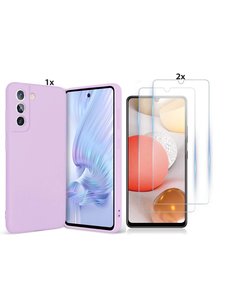 Ntech Samsung Galaxy S21 FE Hoesje Soft Nano Silicone Gel Lavendel Paars