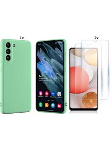 Ntech Samsung Galaxy S21 FE Hoesje Soft Nano Silicone Gel Turqoise