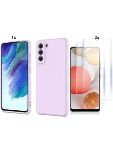 Ntech Samsung Galaxy S21 FE Hoesje Soft Nano Silicone Gel Lila Paars