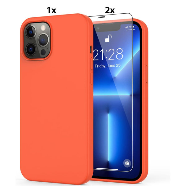 Ntech Hoesje Geschikt voor iPhone 11 Pro Max Hoesje Soft Nano Silicone Backcover Gel Fluo Roze Met 2x Glazen screenprotector