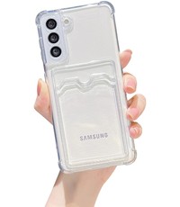 Ntech Samsung Galax S22 hoesje met pasjeshouder transparant Shock proof case met Kaarthouder