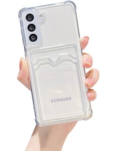 Ntech Samsung Galax S22 hoesje met pasjeshouder transparant Shock proof case met Kaarthouder
