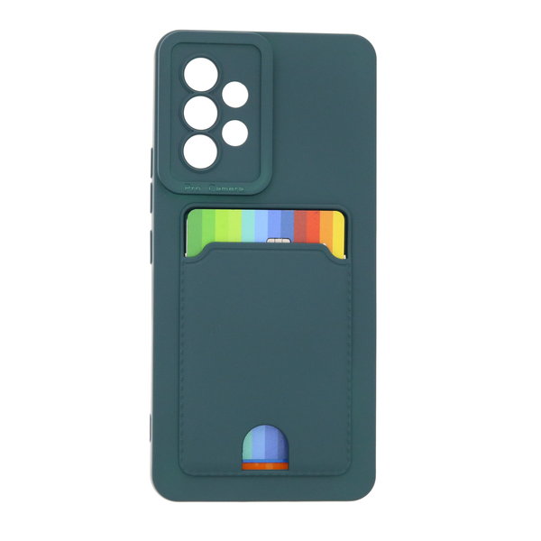 Ntech Samsung A53 Hoesje met pasjeshouder Donkergroen - Samsung Galaxy A53 5G hoesje Soft silicone colour case met kaarthouder
