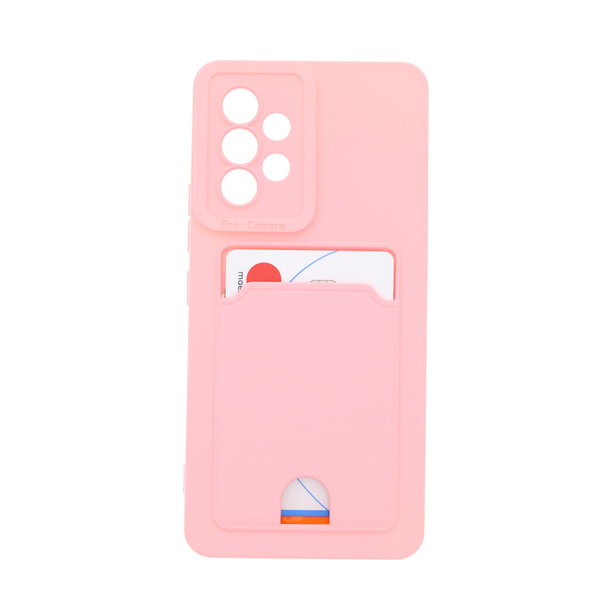 Ntech Samsung A53 Hoesje met pasjeshouder Licht Rose - Samsung Galaxy A53 5G hoesje Soft silicone colour case met kaarthouder