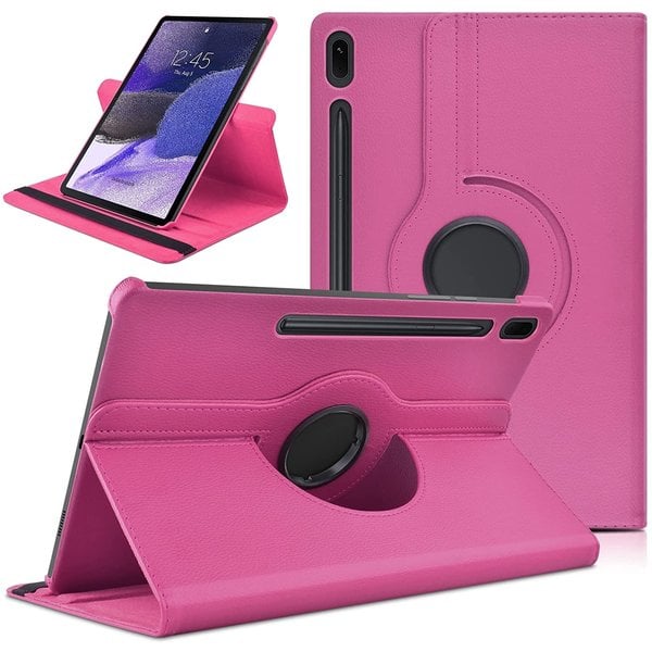 Ntech Hoesje Geschikt Voor Samsung Galaxy Tab S8 Plus hoes Draaibare Book Case Cover Pink - Hoesje Geschikt Voor Samsung Galaxy Tab S8 Plus hoesje 2022/ Tab S7 FE 2021/Tab S7 Plus 2020 hoesje -Tablet Hoes 12.4 Inch
