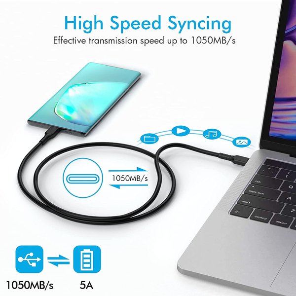 Ntech Ntech USB C naar USBC Data/Oplaad kabel Geschikt voor Macbook, Samsung S22 Ultra / Plus / S22 / S21 / S21 Plus / S21 Ultra / S20 / A53