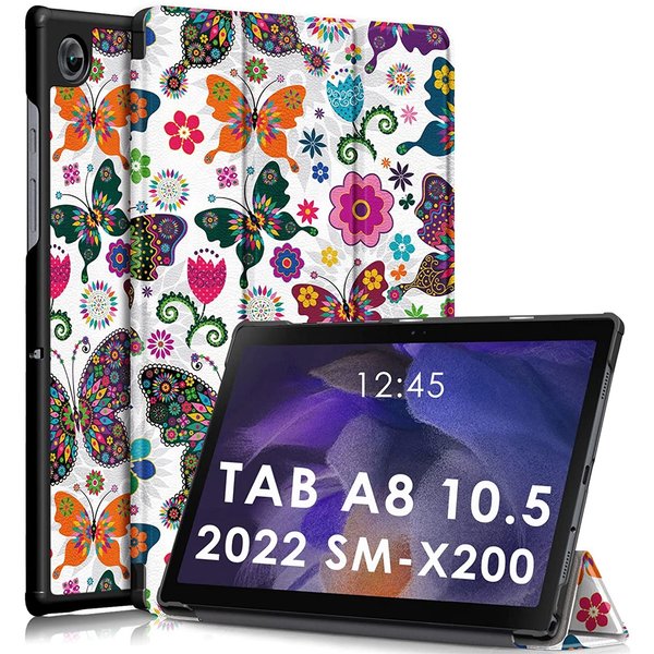 Ntech Hoes geschikt voor Samsung Galaxy Tab A8 – Samsung tab A8 (2021 / 2022) Trifold tablet hoes - Vlinders