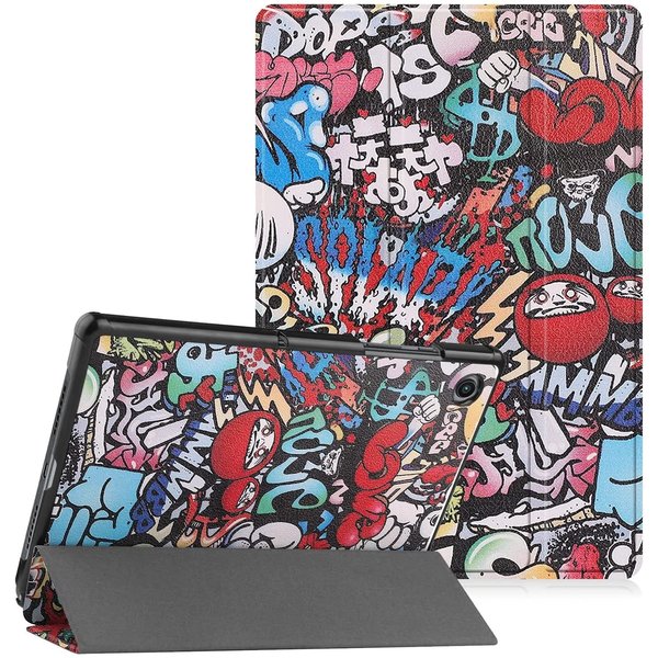 Ntech Hoes geschikt voor Samsung Galaxy Tab A8 – Samsung tab A8 (2021 / 2022) Trifold tablet hoes - Grafiti