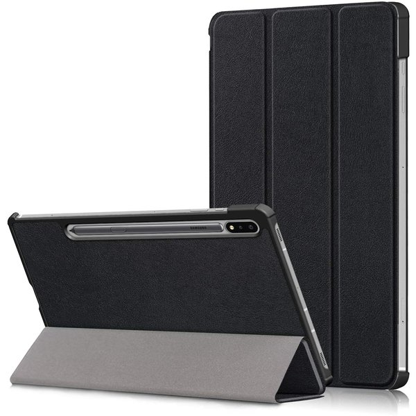 Ntech Samsung Tab S8 Plus hoes Book Case Smart Cover Zwart - Samsung Galaxy Tab S8 Plus hoes - Samsung Tab S7 FE hoes bookcase - Tab S7 plus hoes Trifold hoes -Tablet Hoes 12.4 Inch